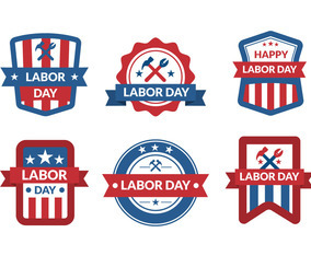 Labor Day Badges Set