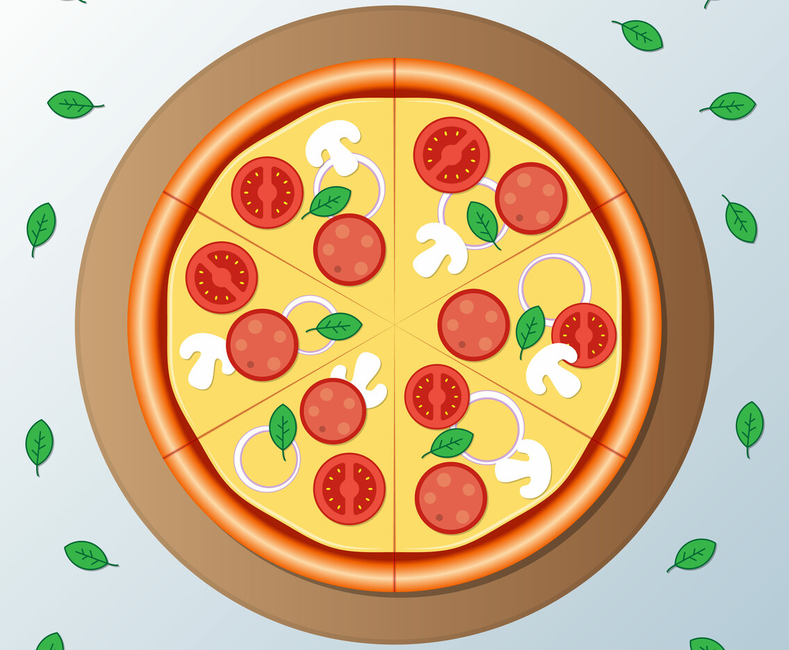 Pizza Pepperoni With Slice Illustration