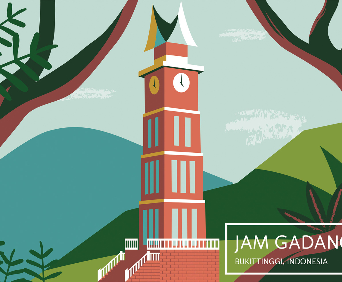 Indonesia Pride Building Jam Gadang Vector Design