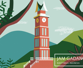 Indonesia Pride Building Jam Gadang Vector Design