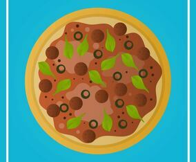 Realistic Pizza Fast Food With gradient Background Vector Illustration