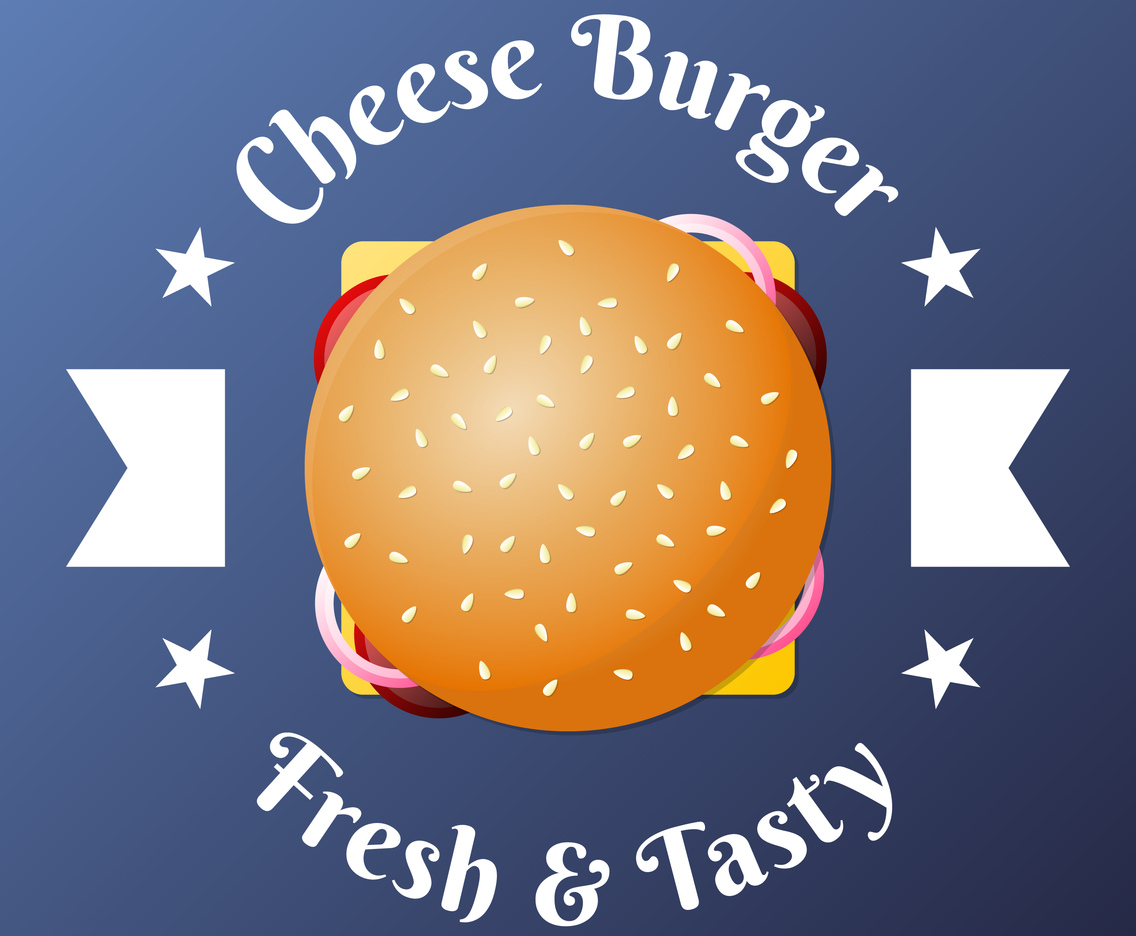 Cheese Burger Fast Food Top View Emblem Illustration