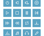 Set Of Outlined Music Control Icons