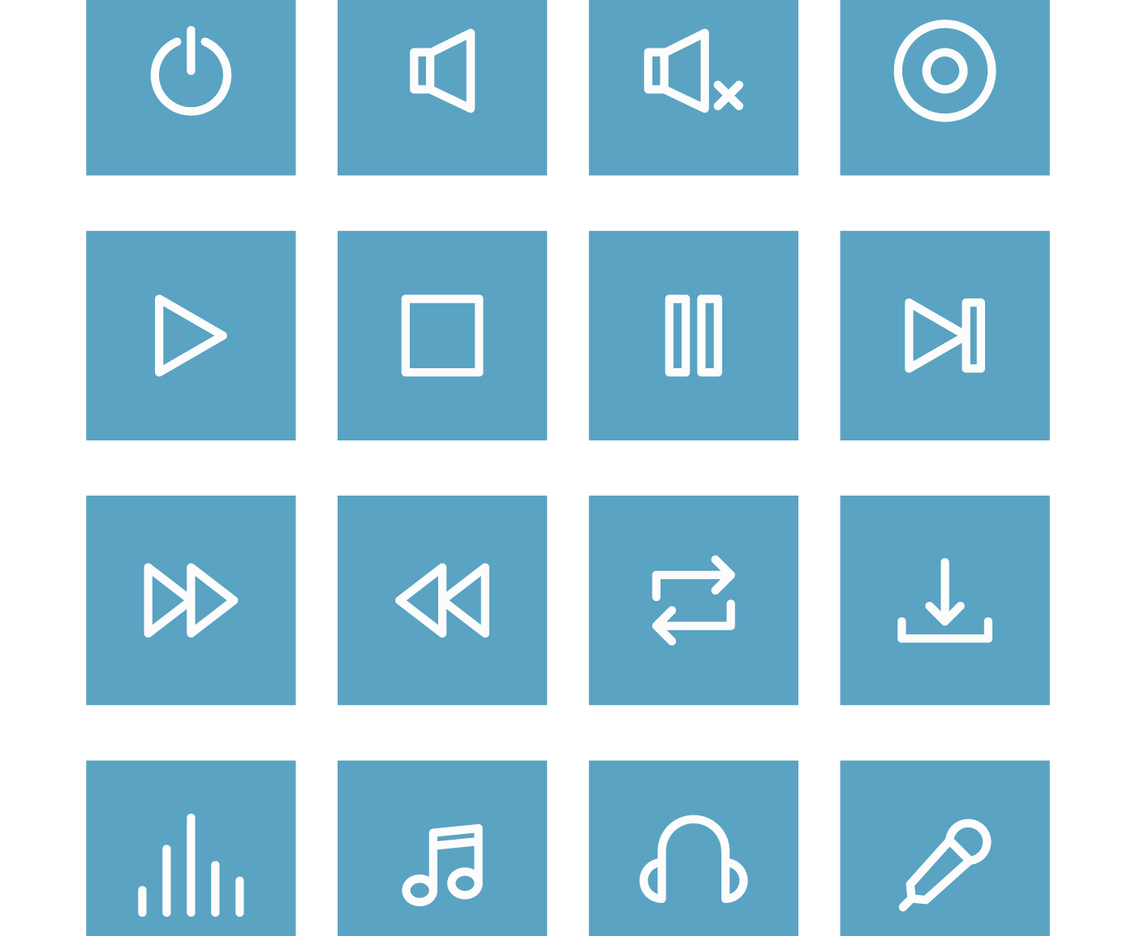 Set Of Outlined Music Control Icons