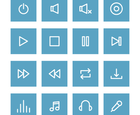 Set Of Outlined Music Control Icons