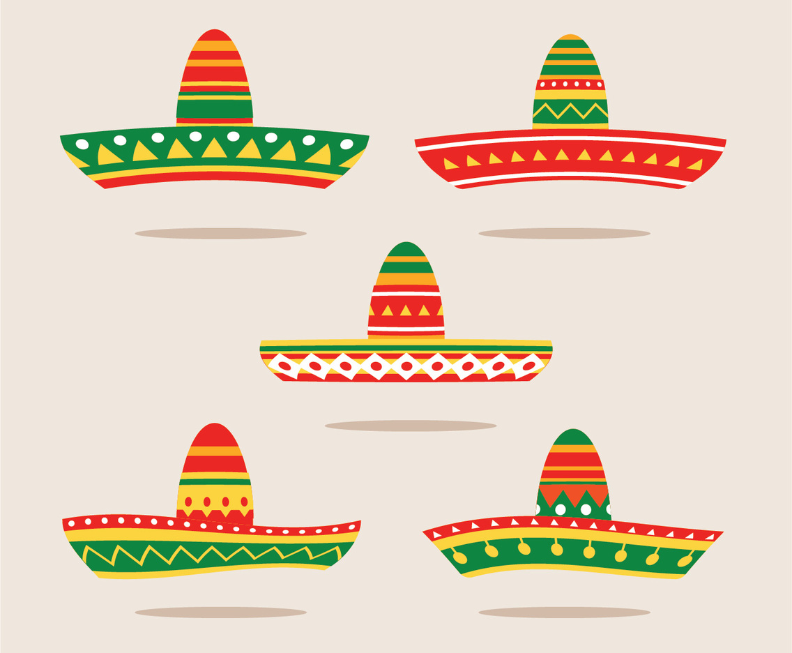 Flat Illustration Set of Sombrero