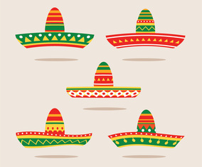 Flat Illustration Set of Sombrero