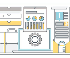 Vector Line Art Flat Design Elements and Accessories