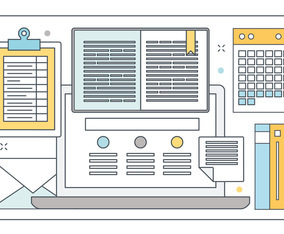 Vector Flat Design Line Art Elements and Accessories