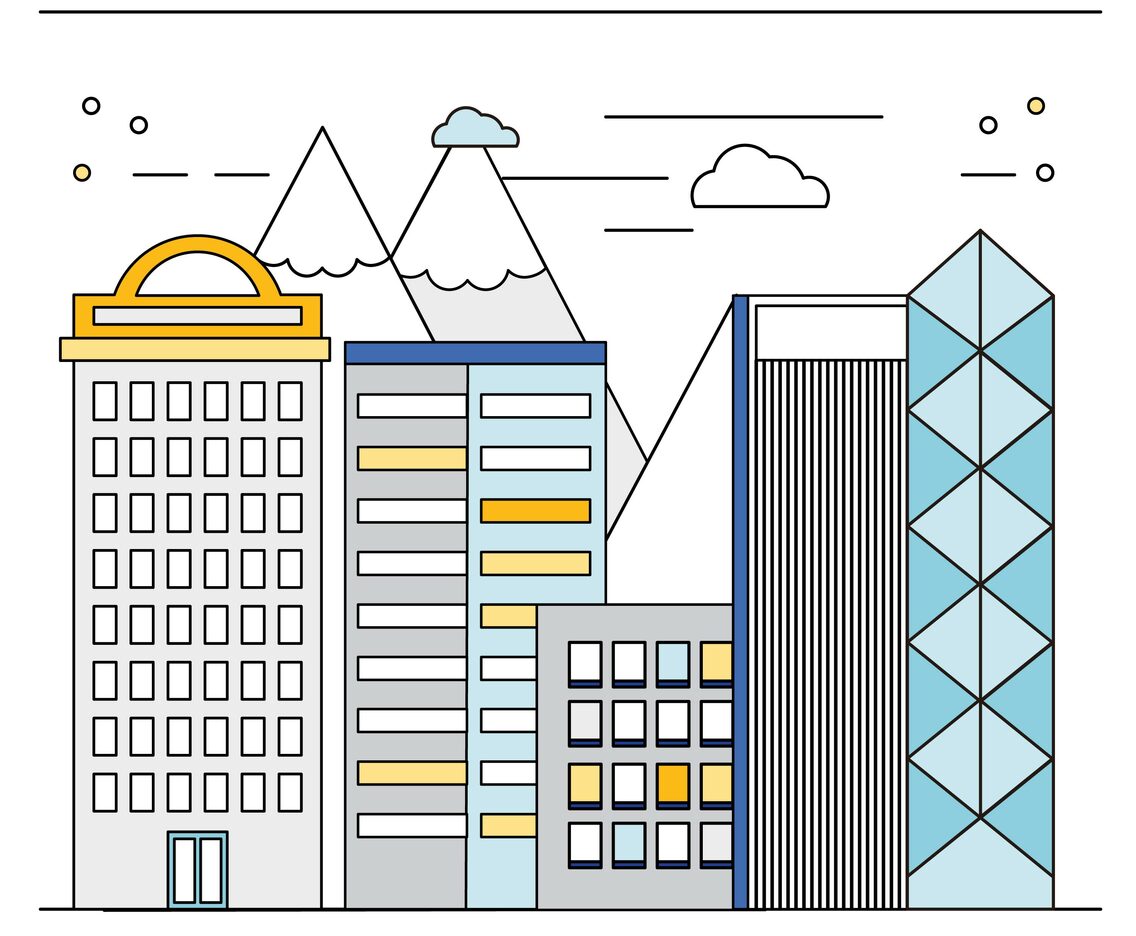 Vector Sunny Cityscape Illustration