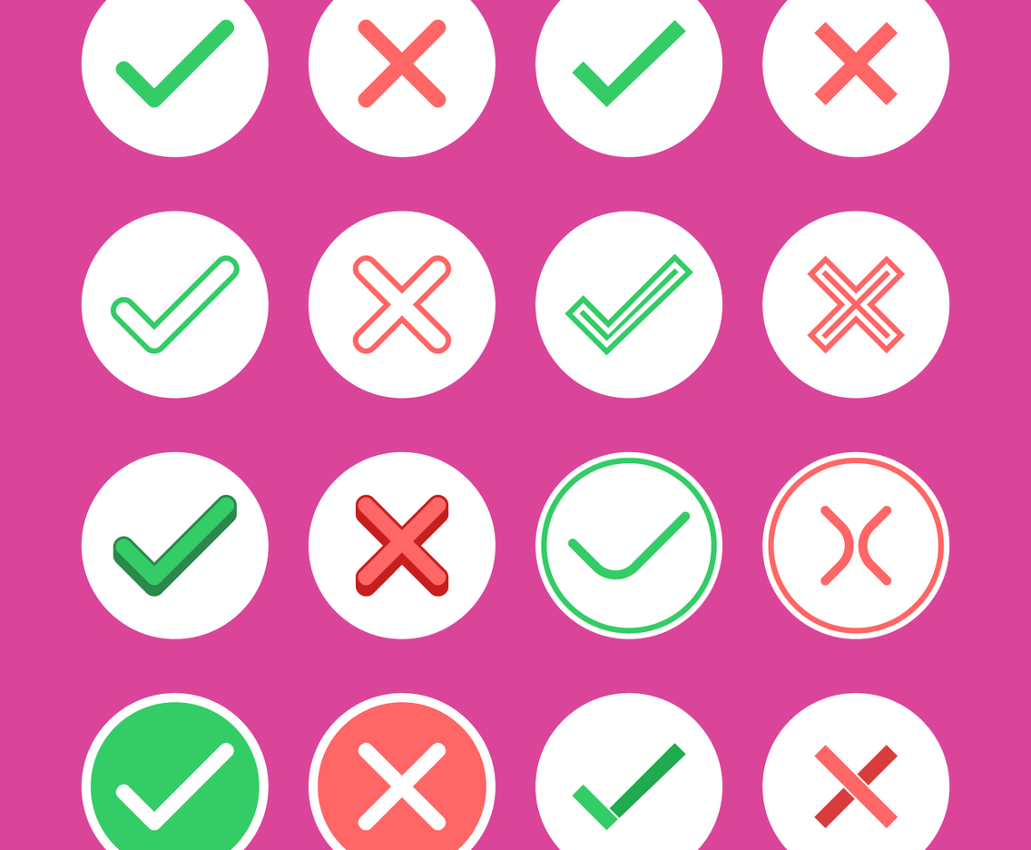 Right And Wrong Flat Icon Vector