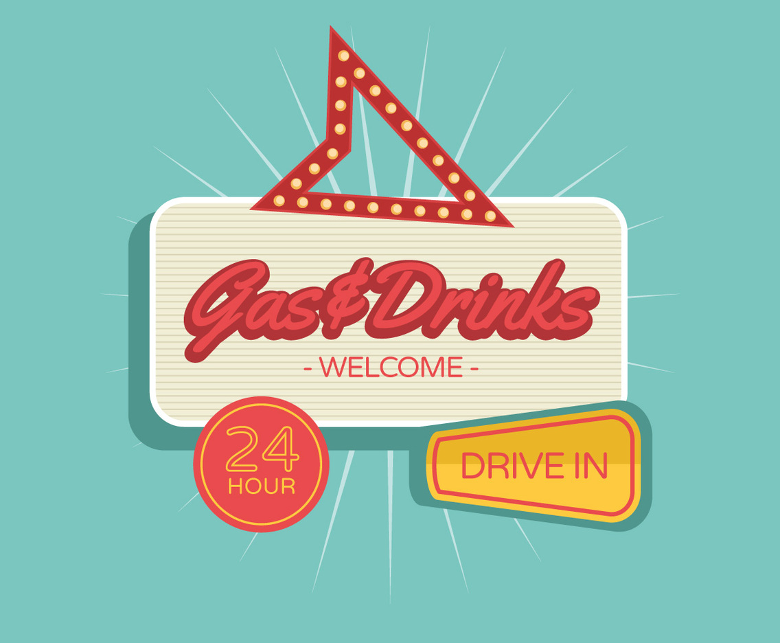 Gas  Drinks Vintage Sign