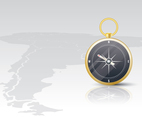 Realistic Compass On South America Map