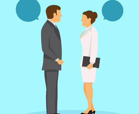 Two Business People Standing and Talking Vector