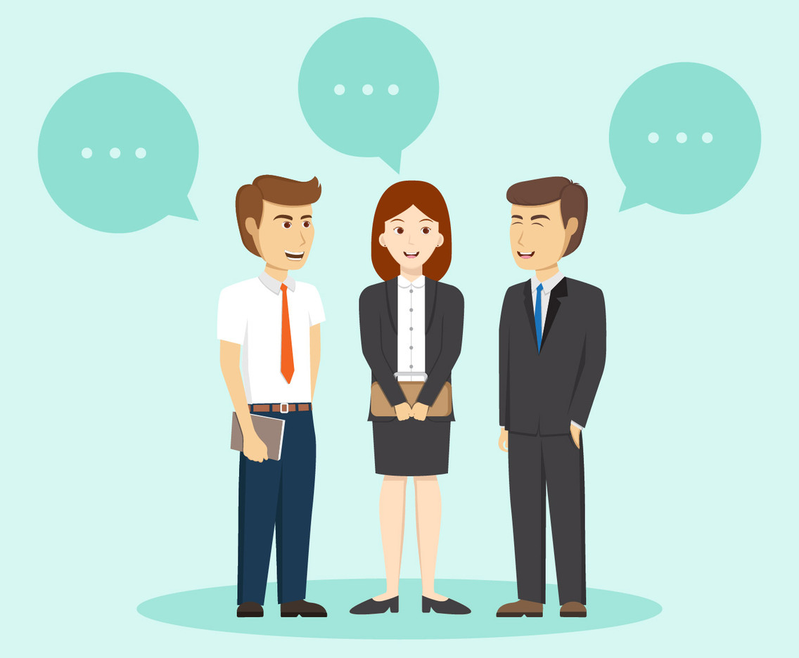 Business People Talk WIth Buble Vector Illustration
