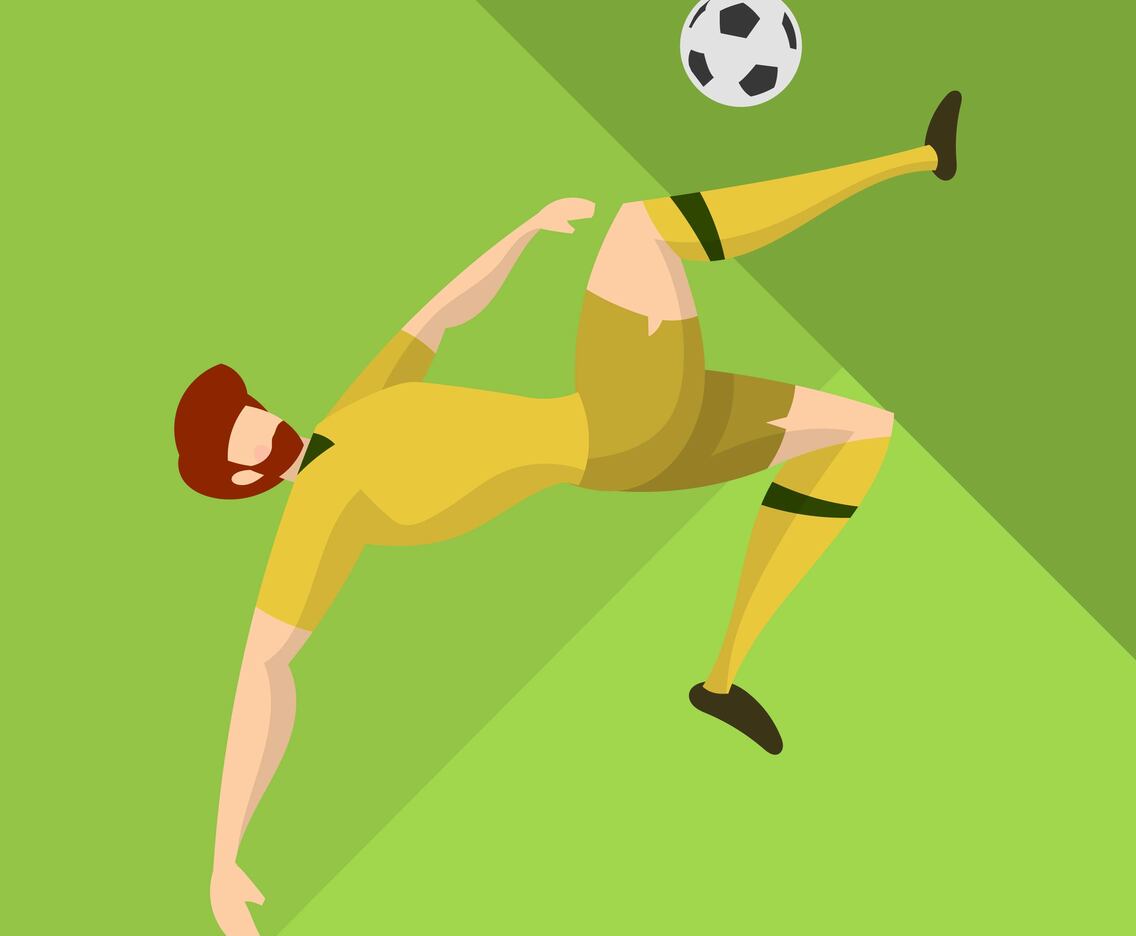 Flat Australia Soccer Player Ready to Shoot a Ball With Abstract Background Vector Illustration