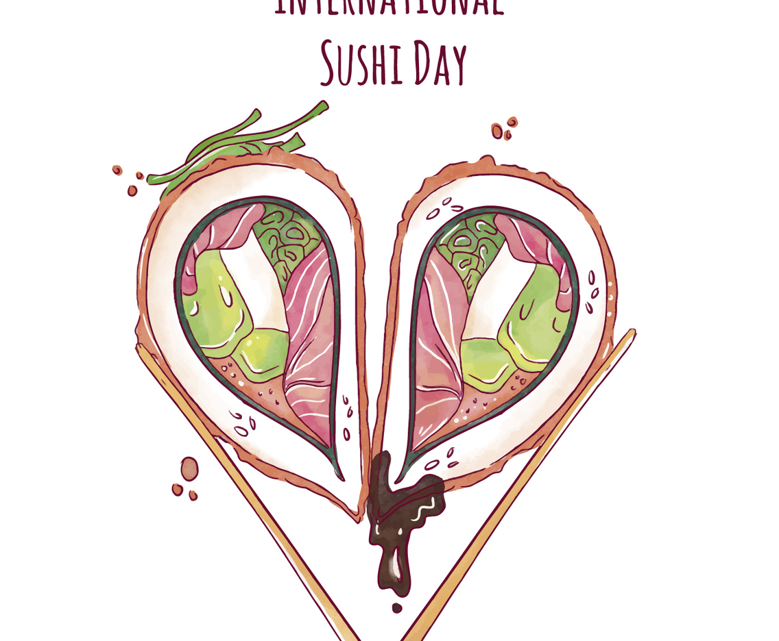 Cute Sushi Roll With Heart Shape