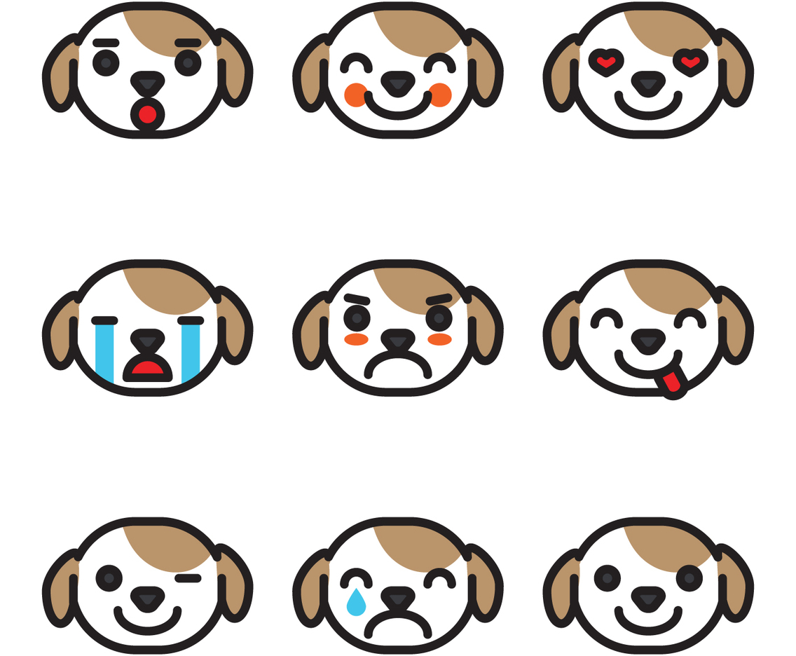 Outlined Emoji Dog Faces