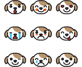 Outlined Emoji Dog Faces