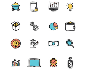 Doodled Set Of Data Mining Icons