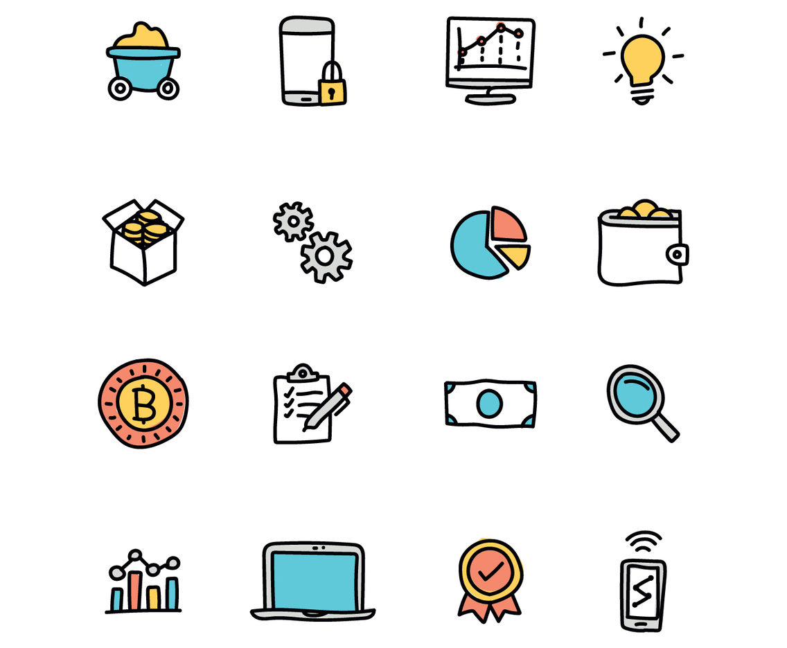 Doodled Set Of Data Mining Icons