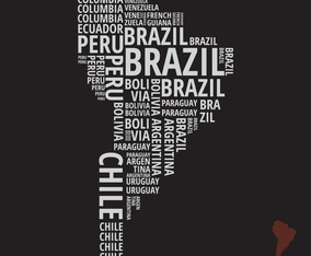 Modern South America Map in Typography Style