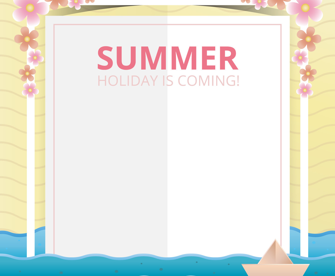 Beach and Sea Illustration for Summer Theme in Papercraft Style