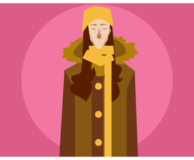 Korean Women with Coat Vector