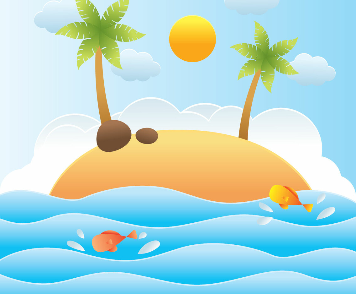 Beach Papercraft Vector