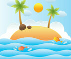 Beach Papercraft Vector