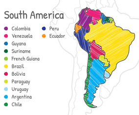 Scribble South America Map