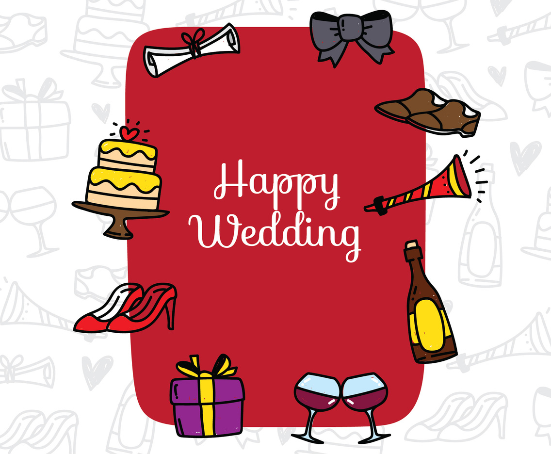 Wedding Card With Doodle Item
