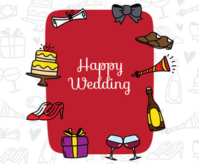 Wedding Card With Doodle Item
