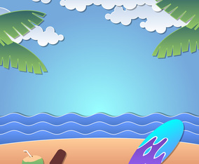 Summer Beach Papercraft Vector