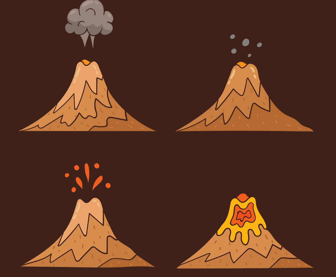 Hand Drawn Volcano Vector