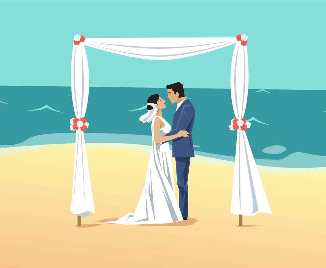 Beach Wedding Vector Illustration