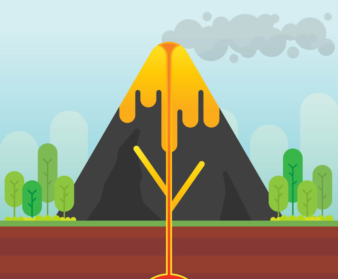 Volcano Eruption Anatomy Illustration