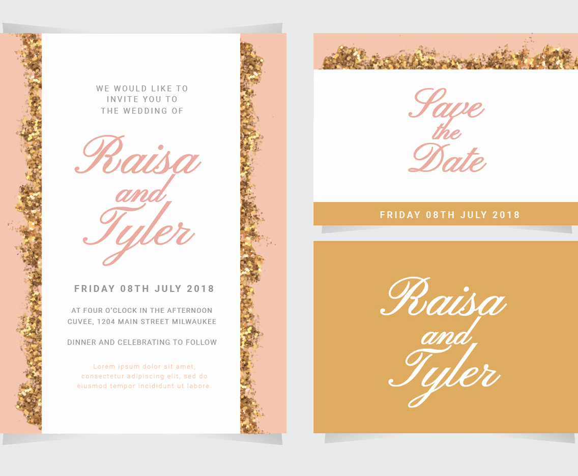 Vector Glitter Wedding Invitation