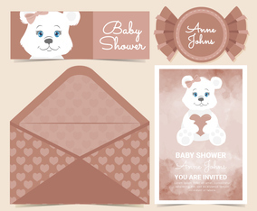Vector Cute Bear Baby Shower Card