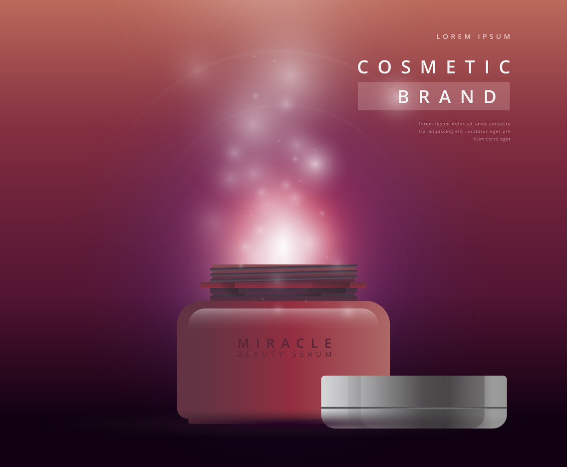 Essential Oils Sale Advertising Template. Cosmetic Advertising Template with Glowing Effect.