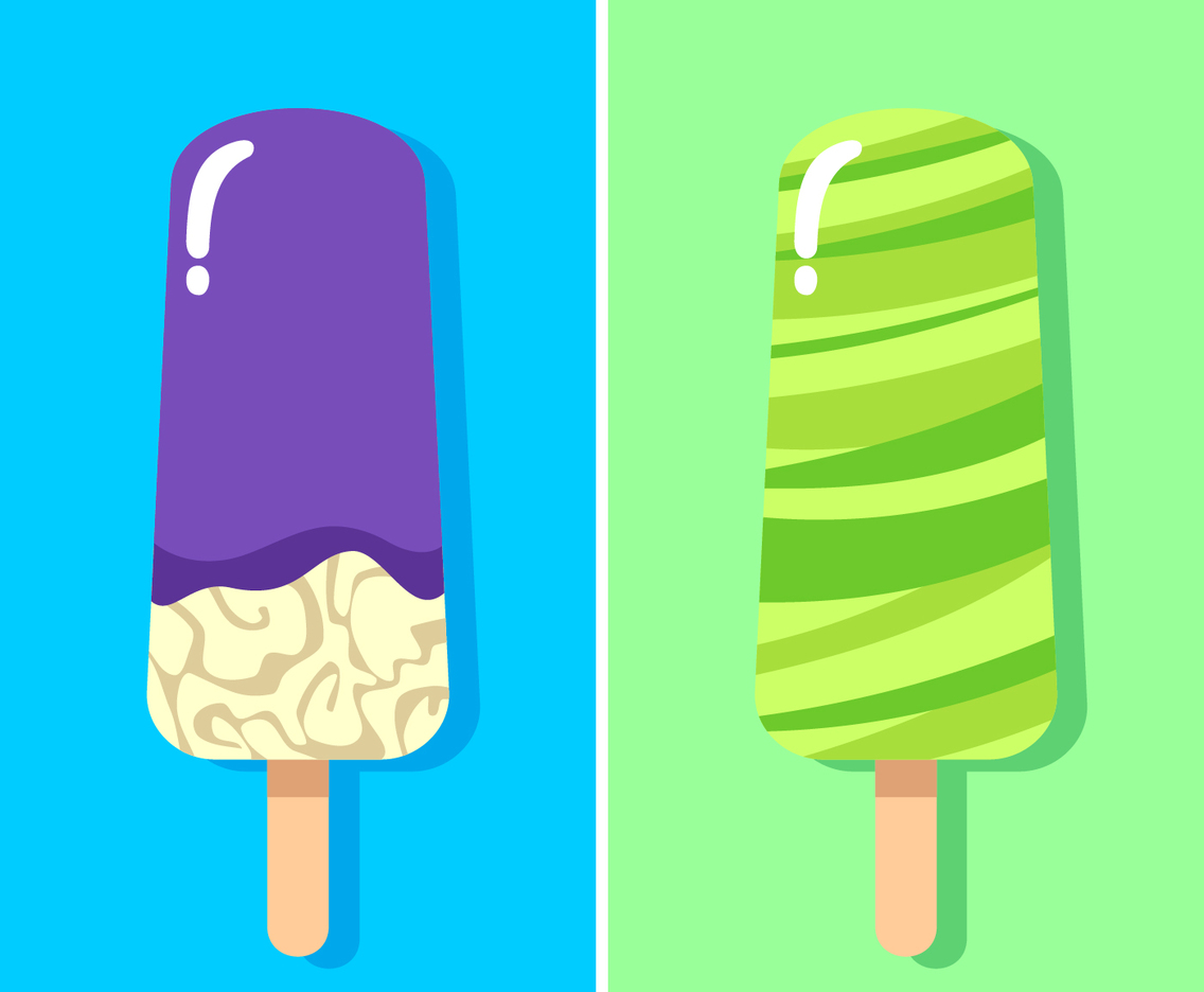 Blackberry And Honeydew Summer Popsicles Vector