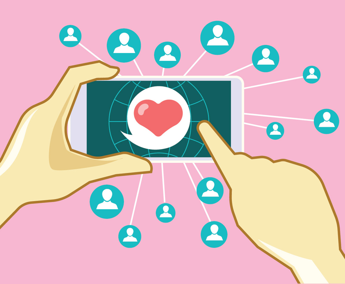 Hand Hold Smartphone with Dating Chat