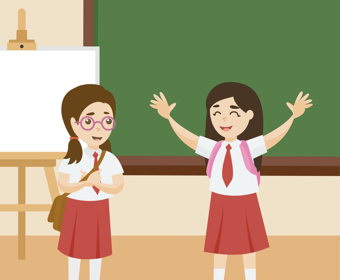 Kids At Classroom Vector