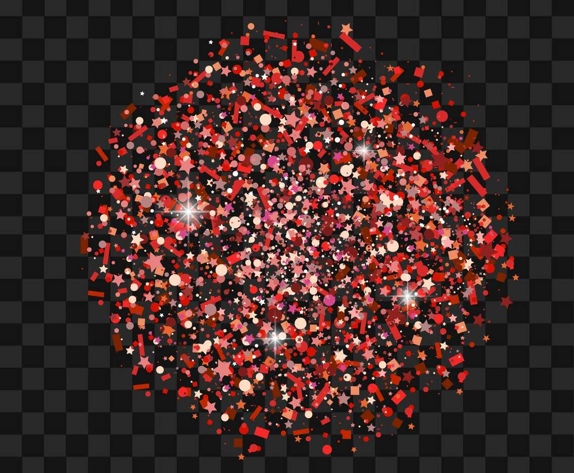 Red Pile of Glitter in a Transparent Background