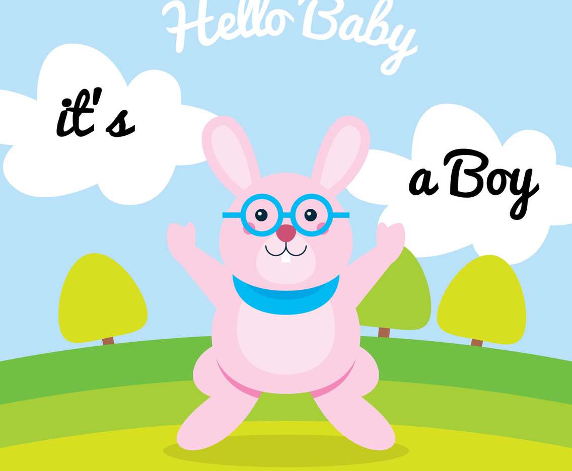 Happy Cute Rabbit In A Greenfield