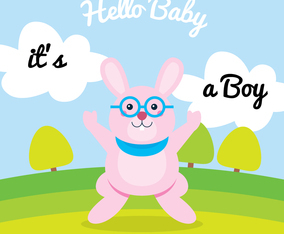 Happy Cute Rabbit In A Greenfield