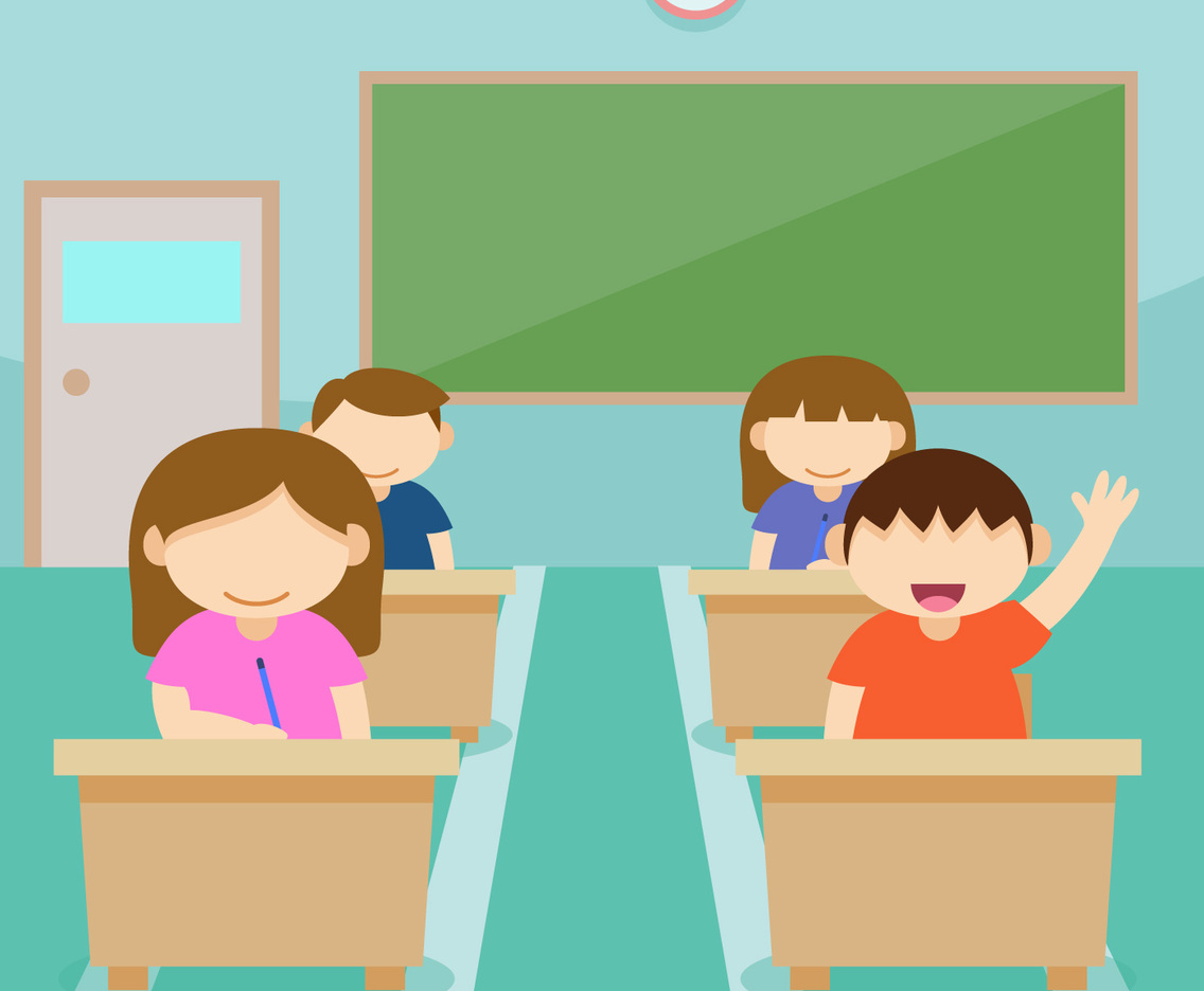 Unique Classroom With Kids Vectors