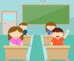 Unique Classroom With Kids Vectors
