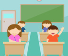 Unique Classroom With Kids Vectors