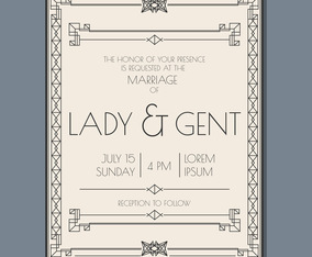 Art Deco Wedding Invitation Vector